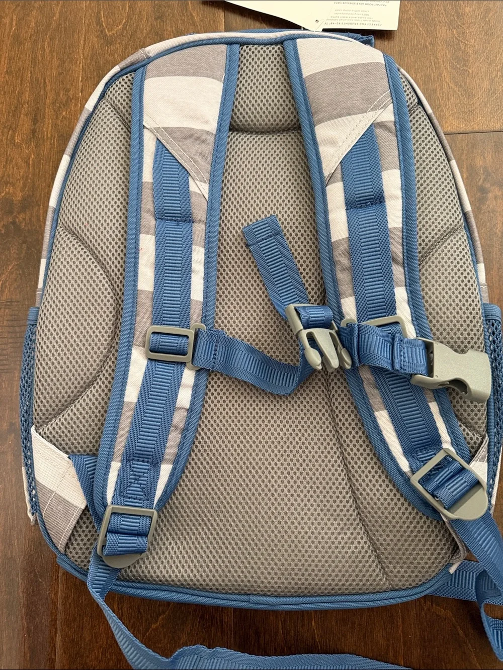 Pottery Barn Kids Mackenzie Blue & Gray Striped Small Backpack